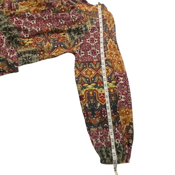 Kachel X Anthropologie Ambrosia Peasant Blouse keyhole tassel tie women’s M - Picture 11 of 11